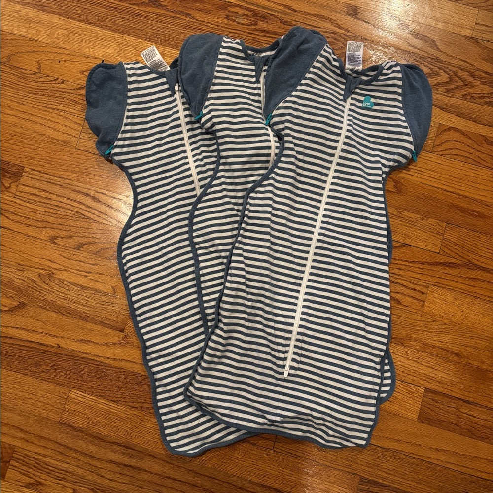 Love to Dream Blue and White Striped Transition Swaddle- set of 3